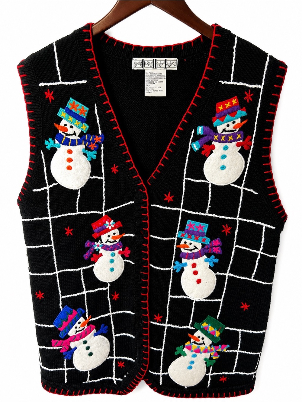Vintage Snowman Sweater Vest Ugly Christmas Grandma Core Holiday